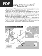 Geography of The Panama Canal Map Worksheet