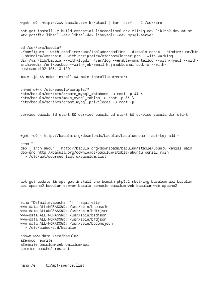 Bacula e Interface | PDF