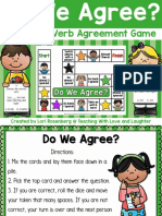 A Subject/Verb Agreement Game: Created by Lori Rosenberg at Teaching With Love and Laughter