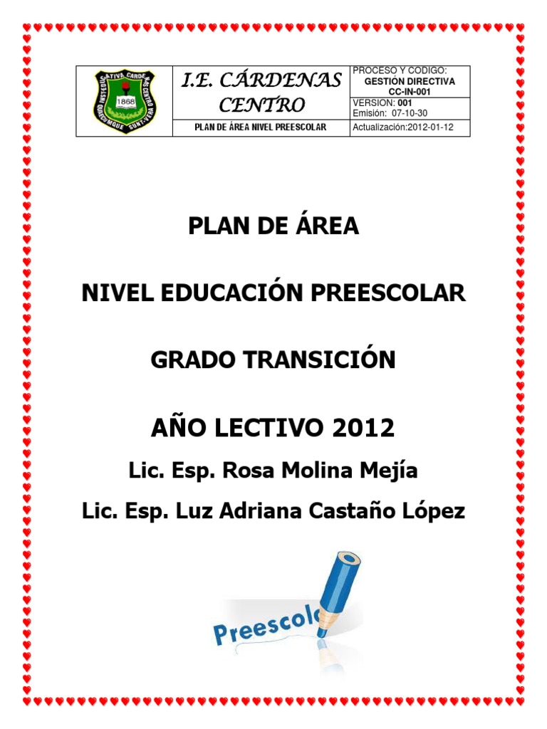 Plan Preescolar 2012: Desarrollo Integral | PDF | Educación de la ...