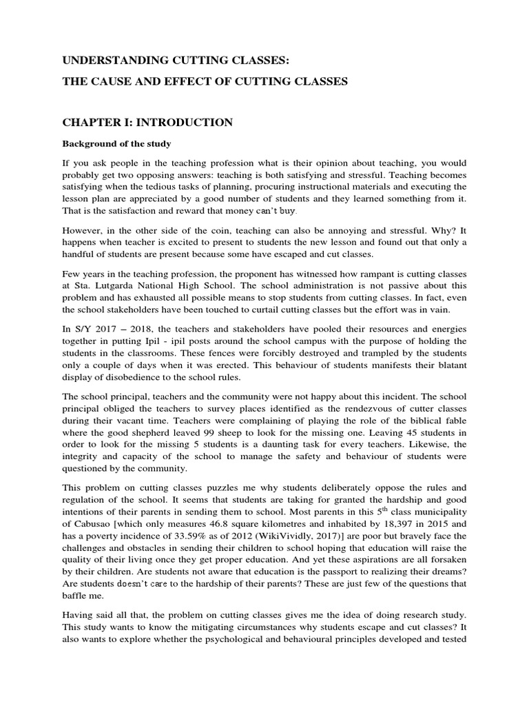 Understanding the Causes and Effects of Cutting Classes An Analysis of