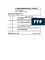 Equipment Maintenance Inspection Checklist