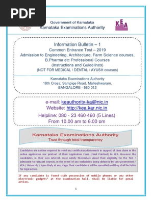 KCET Brochure | PDF | University And College Admission | Bachelor's Degree