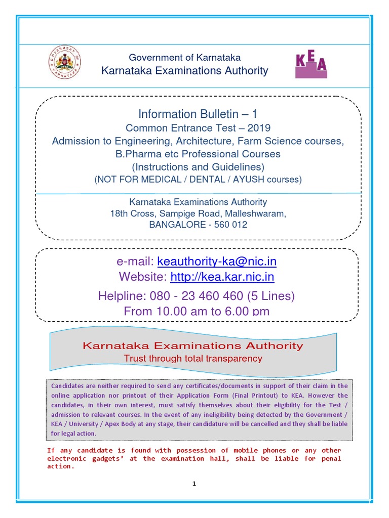KCET Brochure | PDF | University And College Admission | Bachelor's Degree