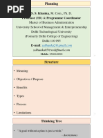 Planning: S. S. Khanka, M. Com., Ph. D. Professor (HR) & Programme Coordinator