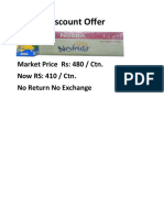 Special Discount Offer: Market Price RS: 480 / Ctn. Now RS: 410 / Ctn. No Return No Exchange