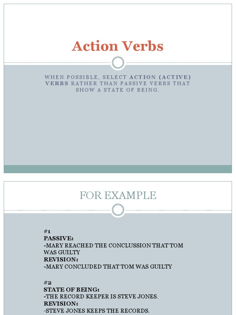 Action Verbs and Transitions Guide | PDF