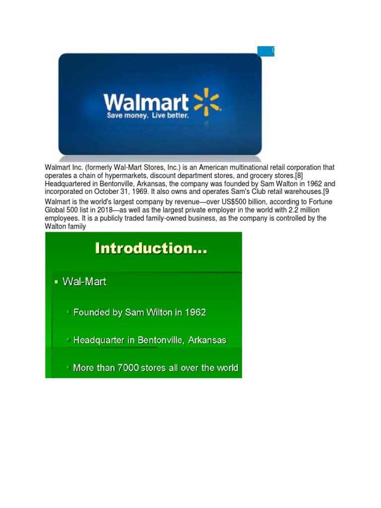 Walmart PDF Walmart Organizational Structure