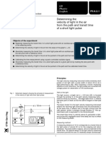 Optics: Determining The Velocity of Light in The Air From The Path and Transit Time of A Short Light Pulse