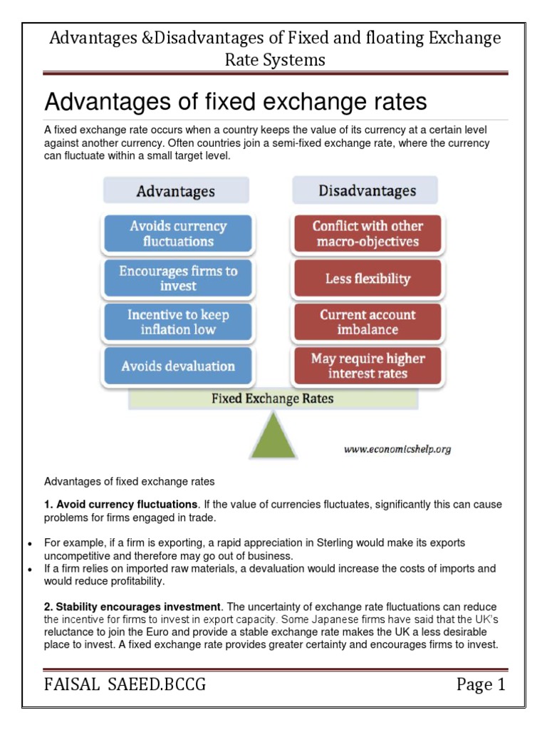 Advantages of Fixed Exchange Rates PDF Fixed Exchange Rate System