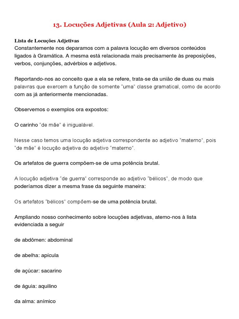 Adjetivo E Locuções Adjetivas : Locução adjetiva – NJULA
