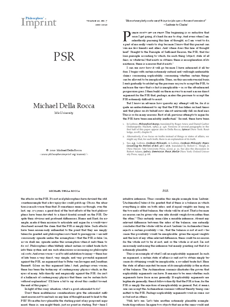 Imprint: Michael Della Rocca | PDF | Causality | Argument
