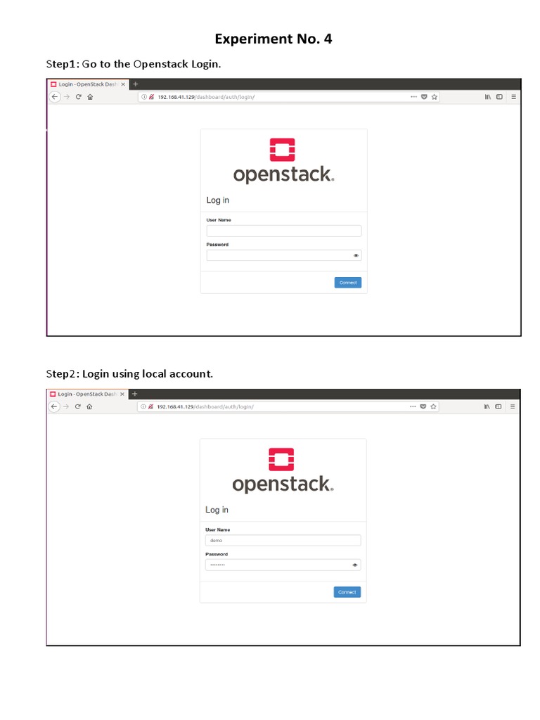 Experiment No. 4: Step1: Go To The Openstack Login | PDF