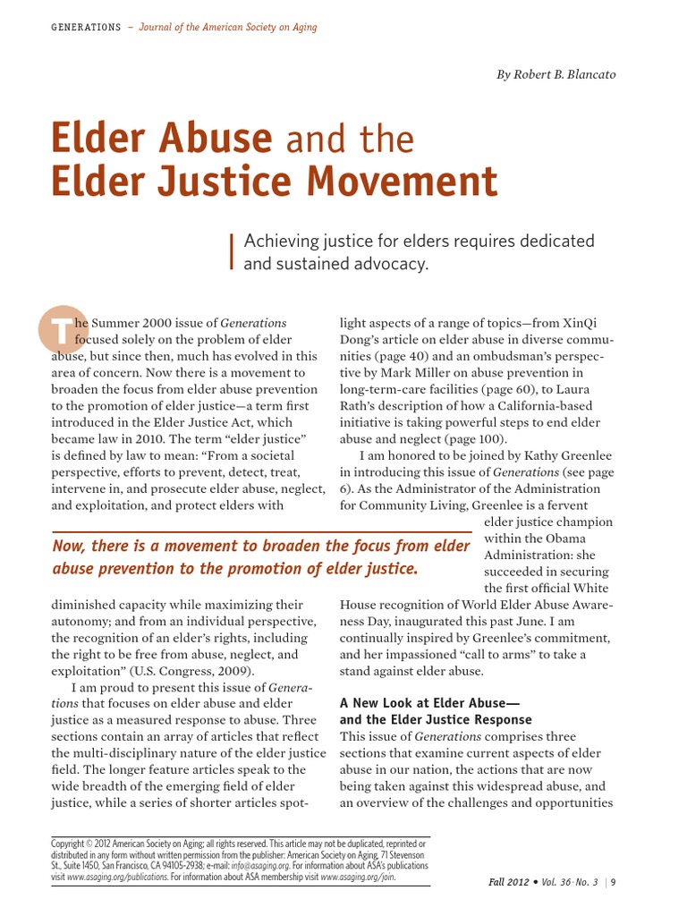 Elder Abuse Elder Justice Movement: and The | PDF | Download | Social ...