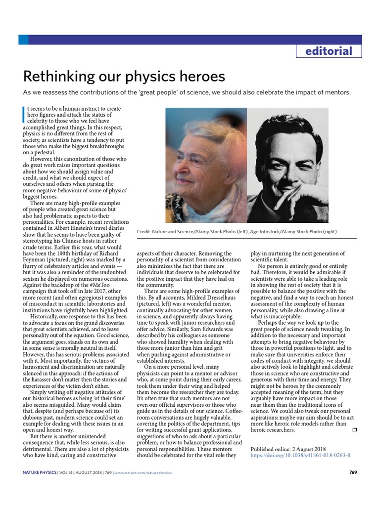 Rethinking Our Physics Heroes: Editorial | PDF | Celebrity | Science
