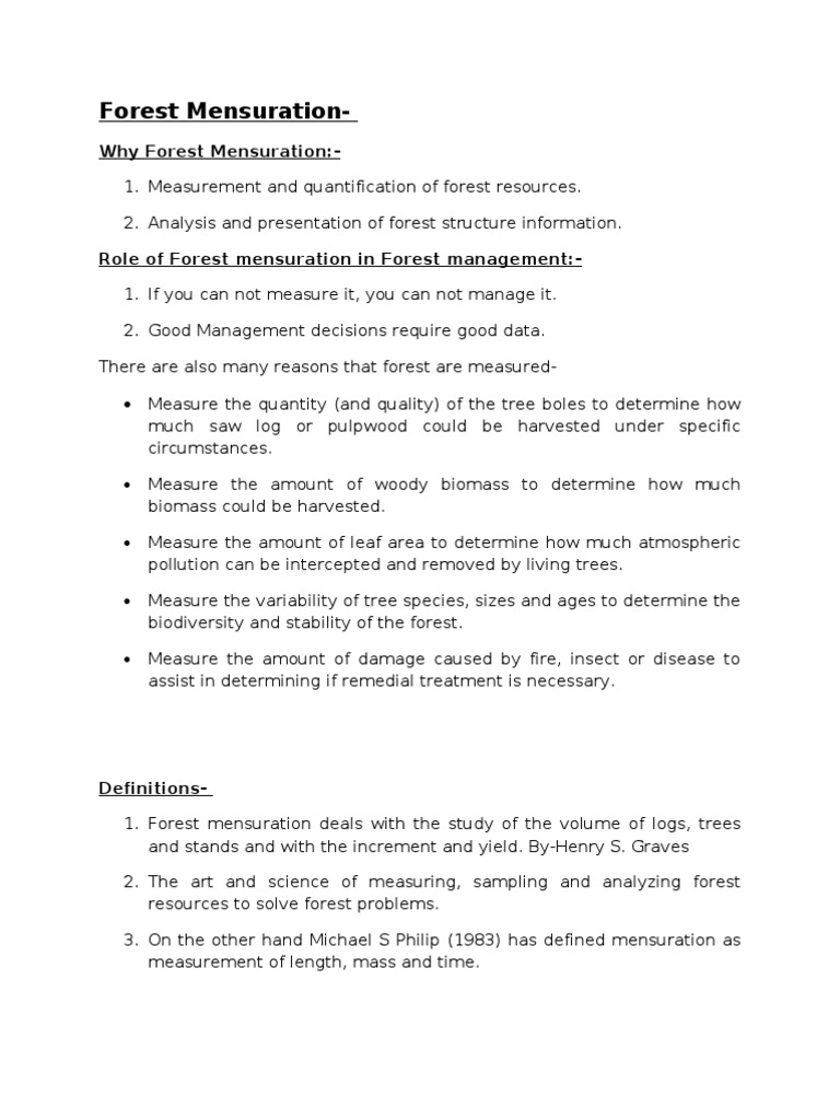 Chapter-1 of F.mensuration | PDF | Measurement | Forests