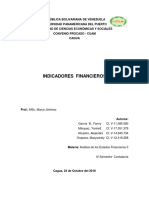 Indicadores Financieros Taller Grupal (Elaborado Por Fanny Garcia, Yanirett Márquez, Alejandra Nicastro y Macyodrely Oropeza) Emp-Contad IV Semestre