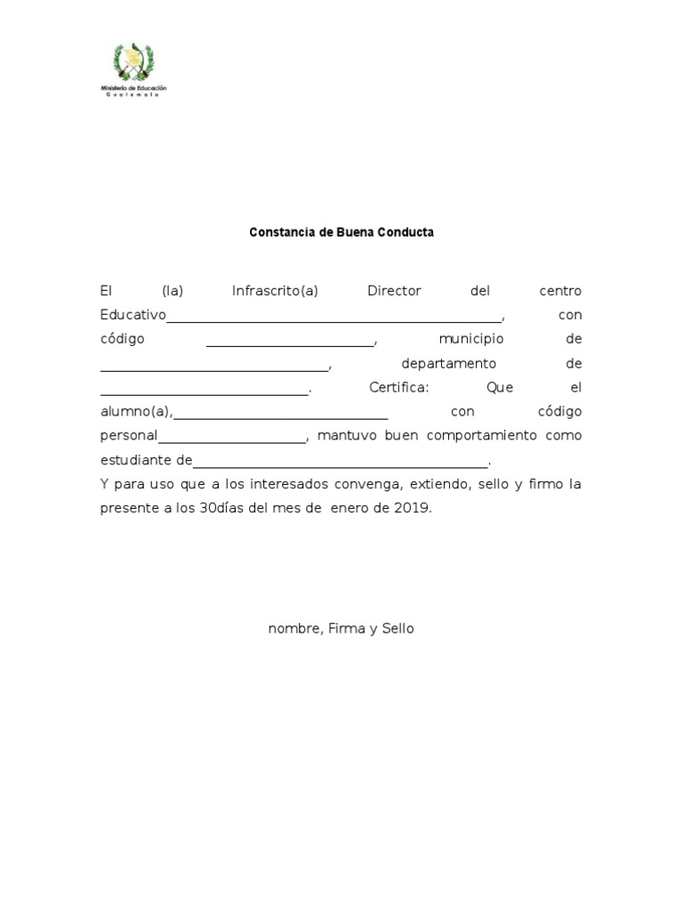 Carta de Buena Conducta