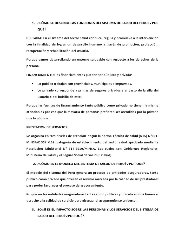 Funciones del Sistema de Salud en Perú | PDF | Perú | Salud pública