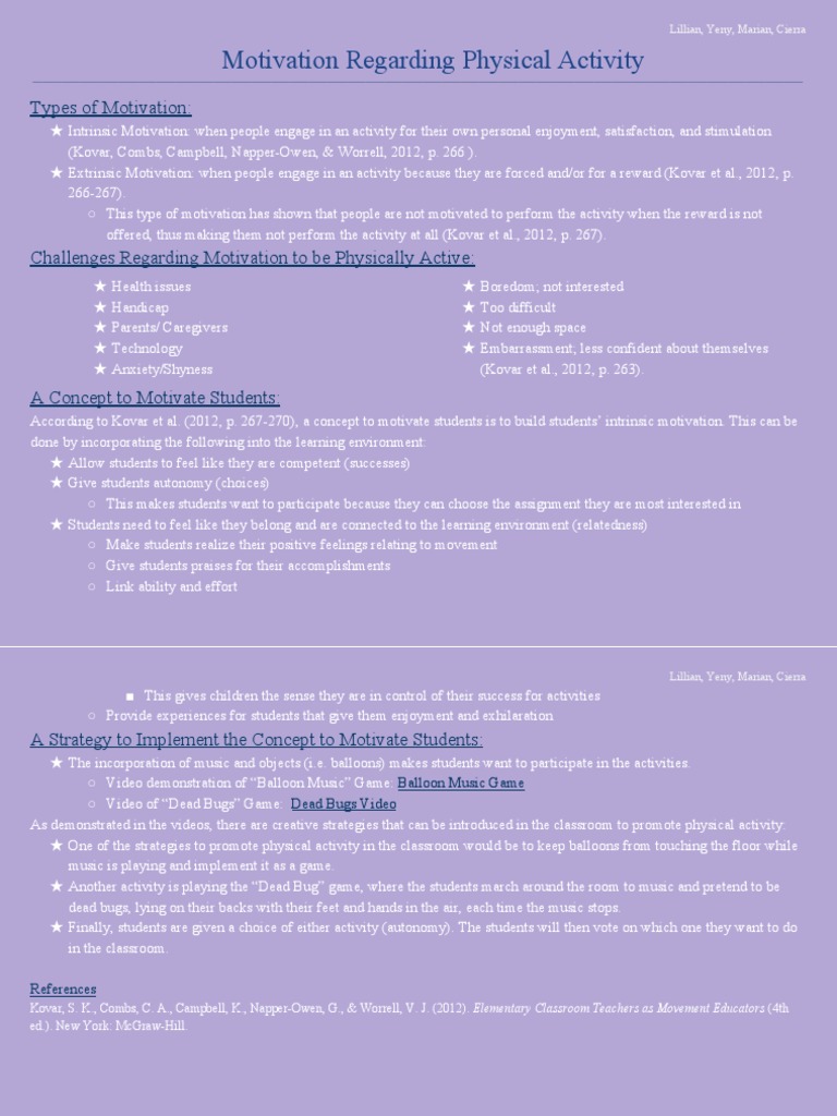 TWO TYPES OF MOTIVATION IN PHYSICAL EDUCATION intelligence overview