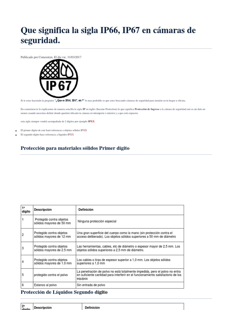 Que Significa La Sigla IP66 PDF Agua Naturaleza