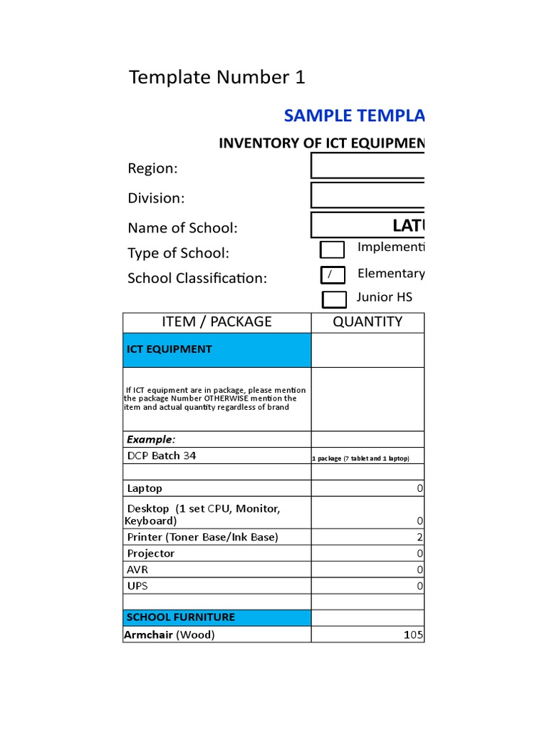 ICT Equipment Inventory Template for Schools | PDF | Computer ...