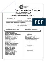 Versión Taquigráfica: de Las Sesiones Del Poder Legislativo de La Provincia Del Chaco