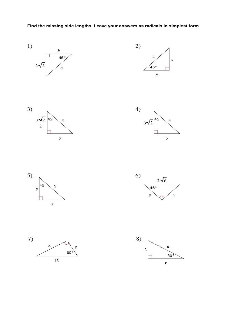 Find The Missing Side Lengths. Leave Your Answers As Radicals in ...