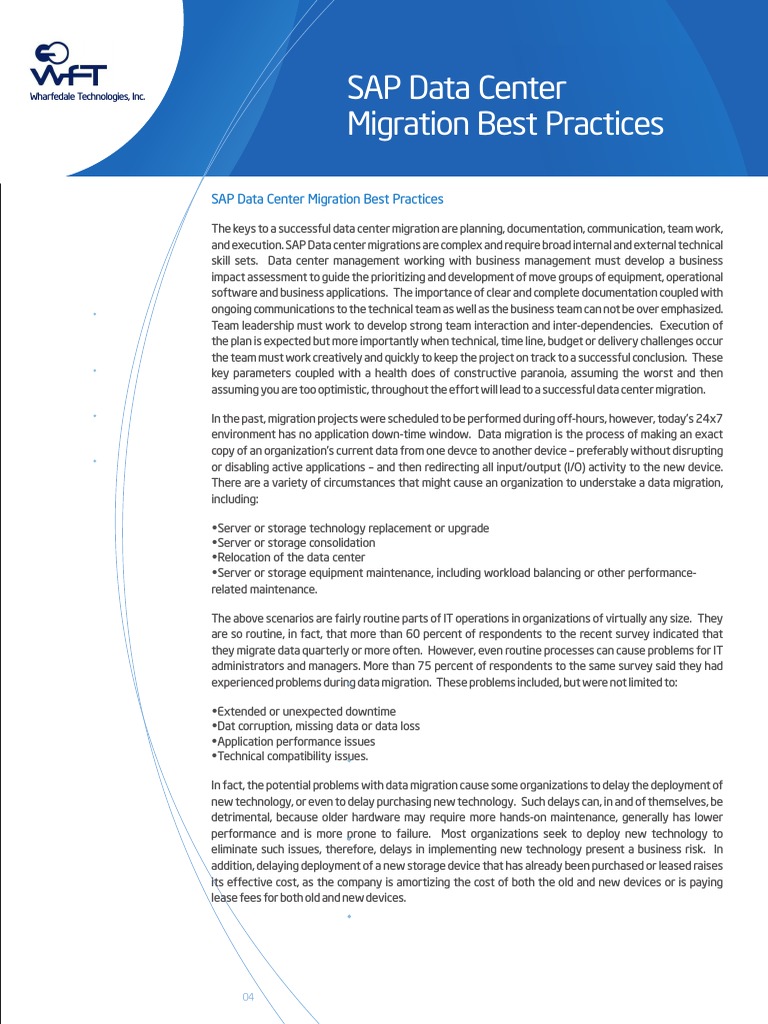 SAP Data Center Migration Best Practices | PDF | Data Center | Software