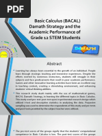 Basic Calculus (BACAL) Damath Strategy and The Academic Performance of Grade 12 STEM Students