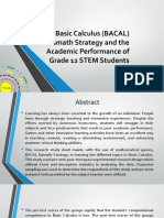 Basic Calculus (BACAL) Damath Strategy and The Academic Performance of Grade 12 STEM Students
