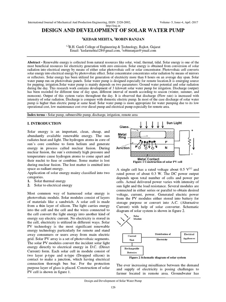 Solar Water Pump Design and Development | PDF | Photovoltaic System ...