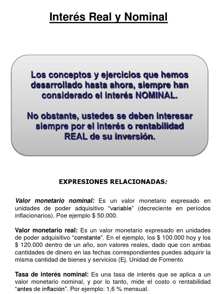 Interés Real vs. Nominal: Conceptos Clave | PDF | Interés | Índice de ...