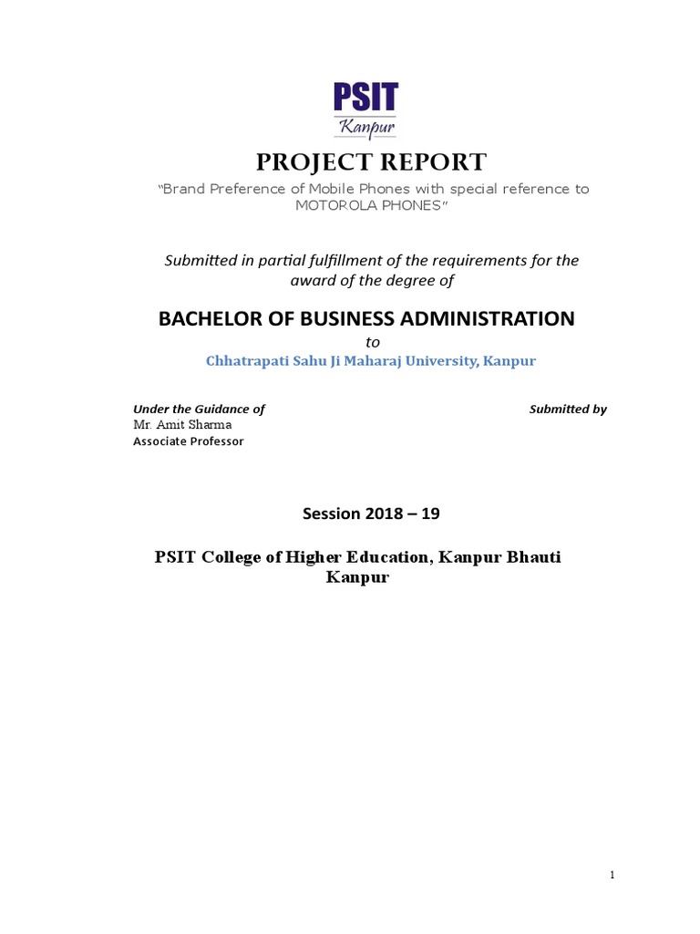 Project Report: Bachelor of Business Administration | PDF | Motorola ...