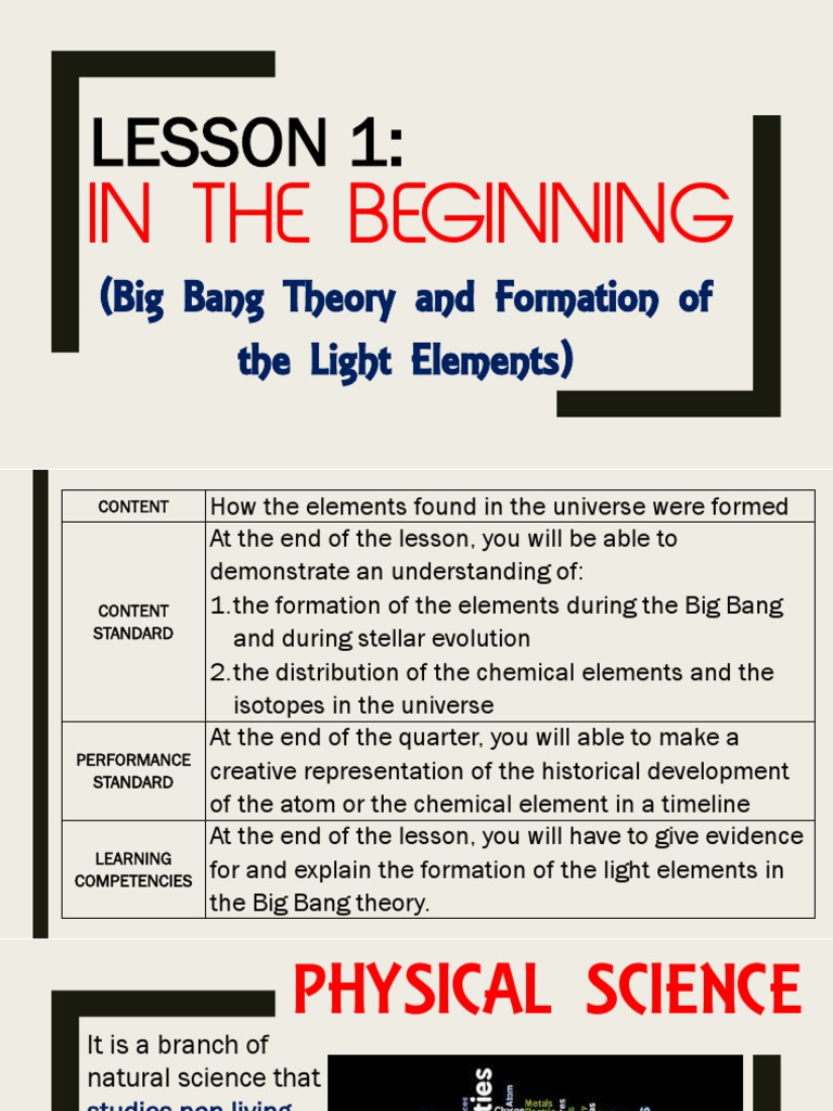 Big Bang Theory: Light Elements Formation | PDF | Big Bang | Universe