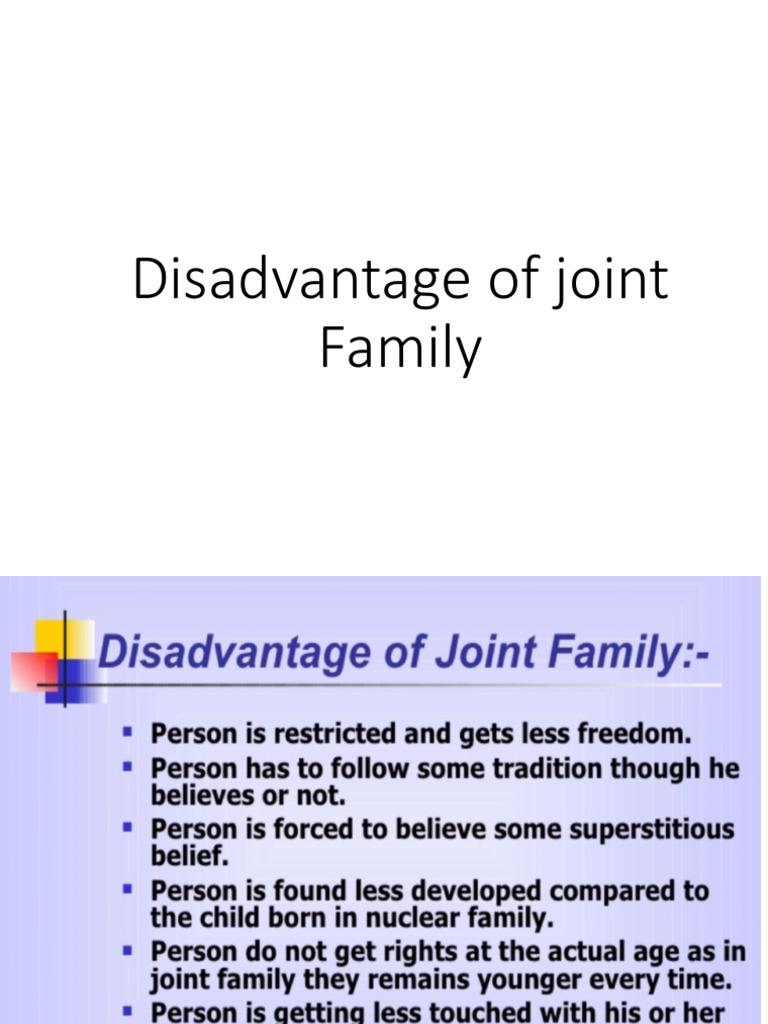 Disadvantages of Joint Family Systems | PDF