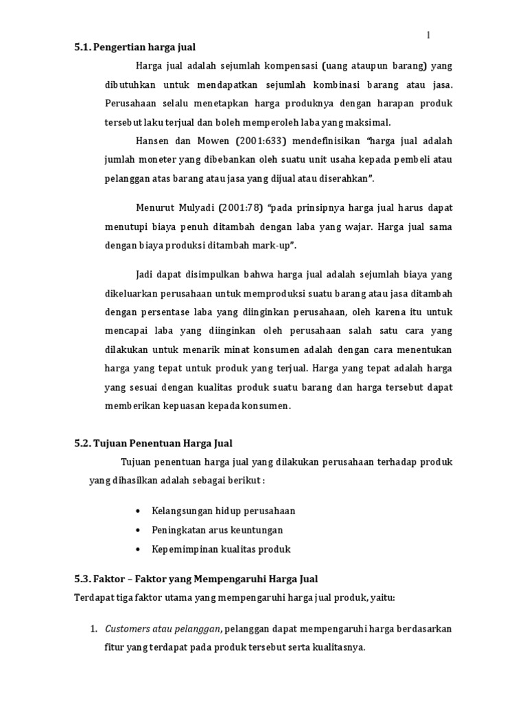 Penentuan Harga Jual Akutansi Manajemen 1  PDF
