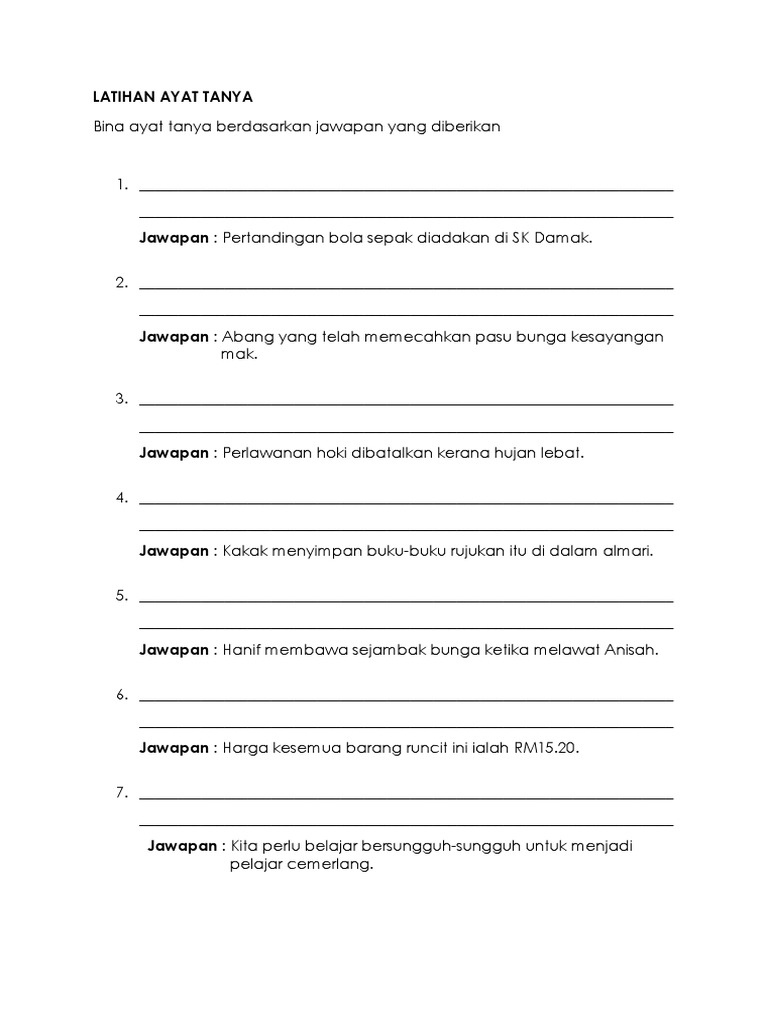 Latihan Ayat Tanya Pdf