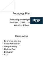 Pedagogy Plan: Accounting For Management Semester 1 (2009-11 Batch) Marketing & Sales