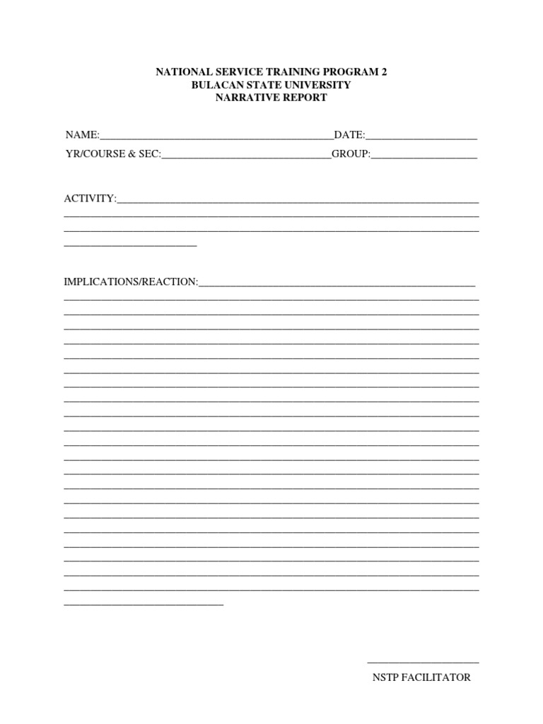 NSTP 2 Narrative Report Template | PDF