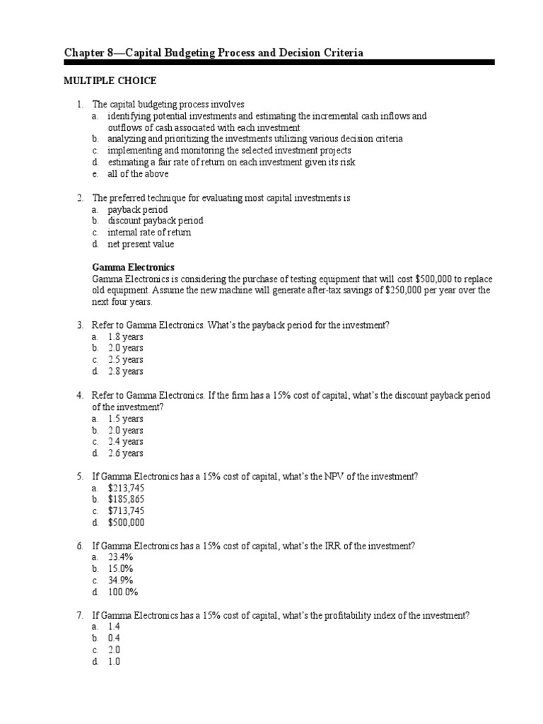 Capital Budgeting Process Overview | PDF | Internal Rate Of Return ...