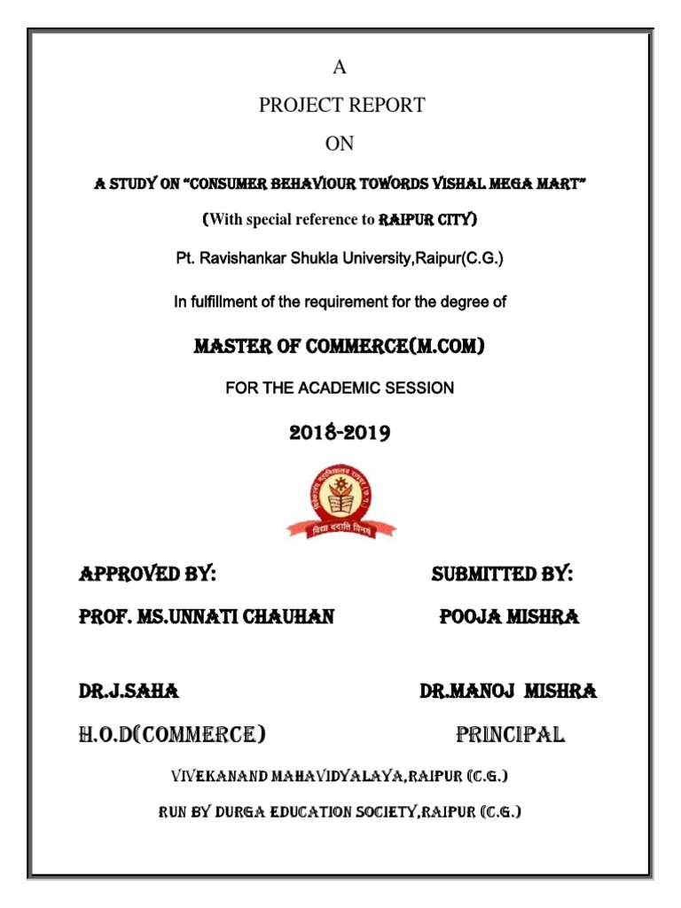 Project Vishal Mega Mart PDF Shopping Mall Retail