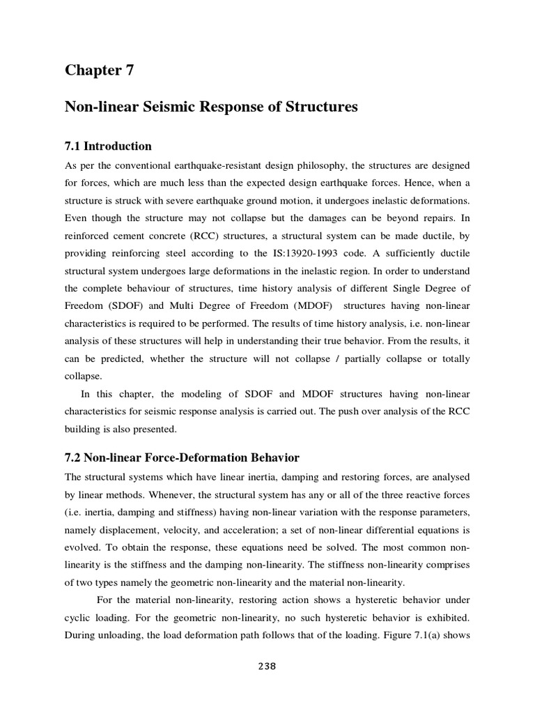 Non-Linear Seismic Response of Structures | PDF | Nonlinear System | Force