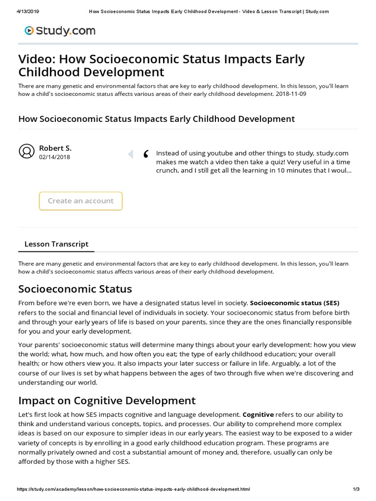 Video How Socioeconomic Status Impacts Early Childhood Development