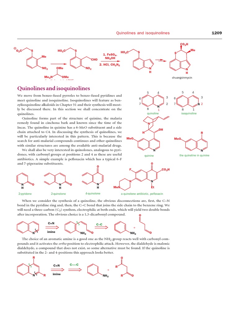 Synthesis of Quinolines and Isoquinolines | PDF | Pyridine | Amide