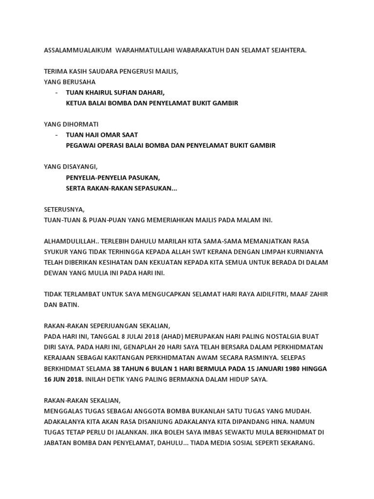Teks Ucapan Persaraan Ayah