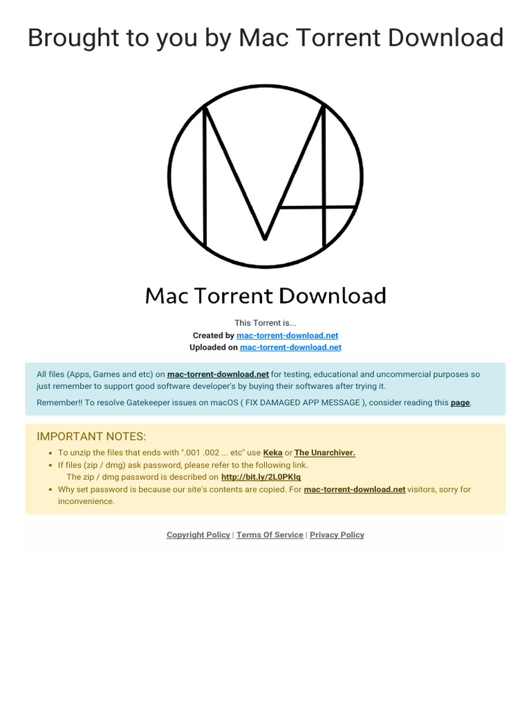 Brought To You By Mac Torrent Download: Important Notes | PDF