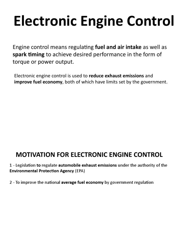 Electronic Engine Control PDF Fuel Economy In Automobiles