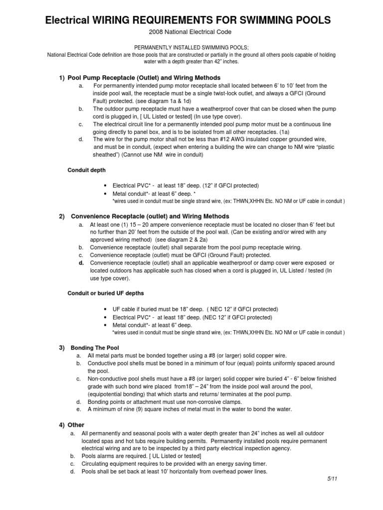 Pool Electrical Wiring Requirements | PDF | Electrical Wiring ...