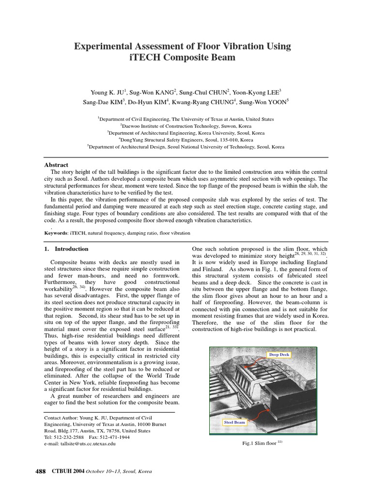 Experimental Assessment of Floor Vibration | PDF | Beam (Structure ...
